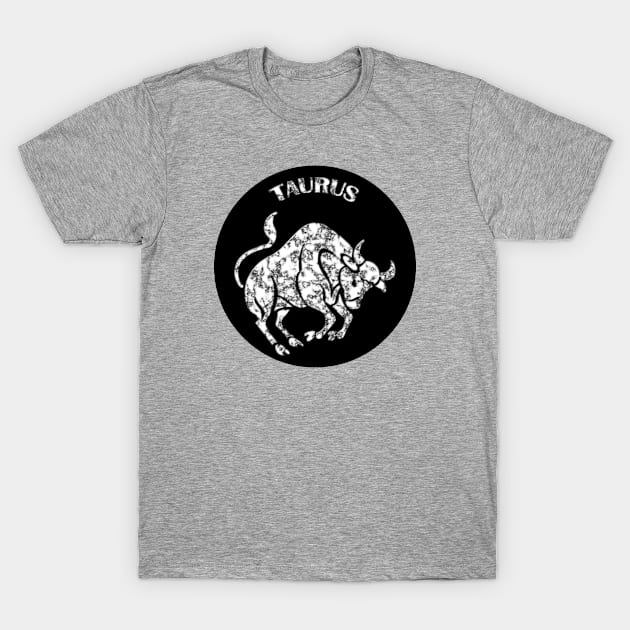 Taurus Astrology Zodiac Sign - Taurus Bull Astrology Birthday Gifts - Black and White - Marble T-Shirt by CDC Gold Designs